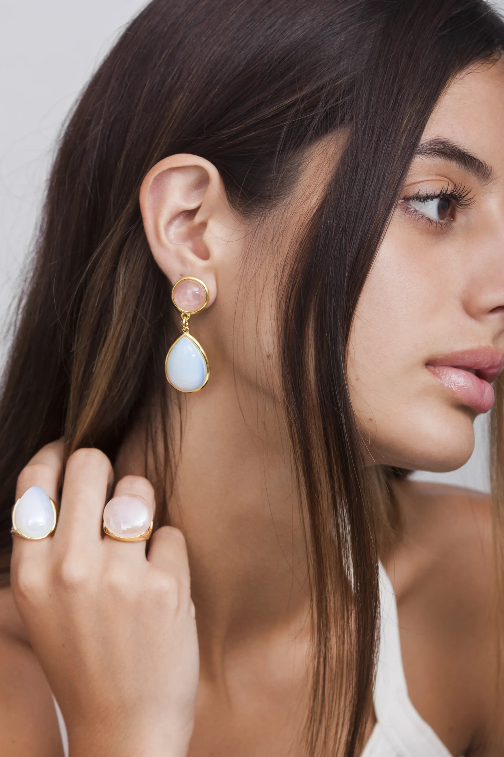 Opalina cuarzo rosa perlado piedra natural